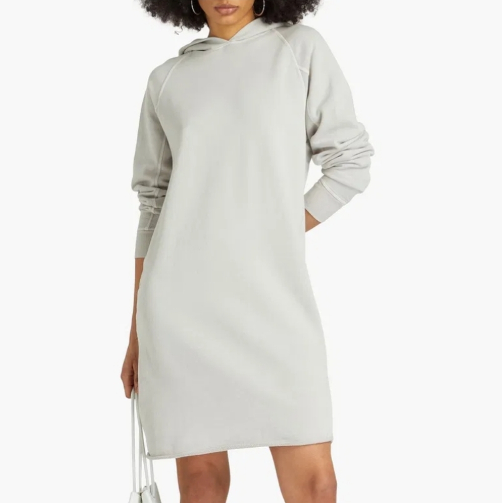 James Perse Cotton Fleece Hooded Sweatshirt Dress